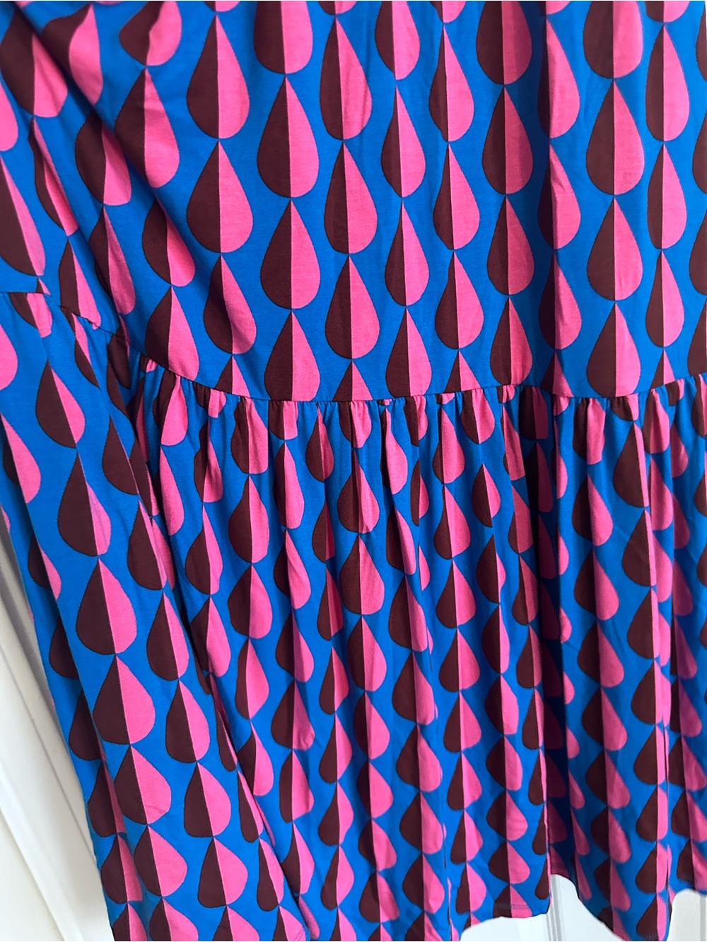 Boden Ophelia Faux Wrap Maxi Dress Multicolor Jersey Raindrop Tie Waist Sz 12R - Picture 5 of 12